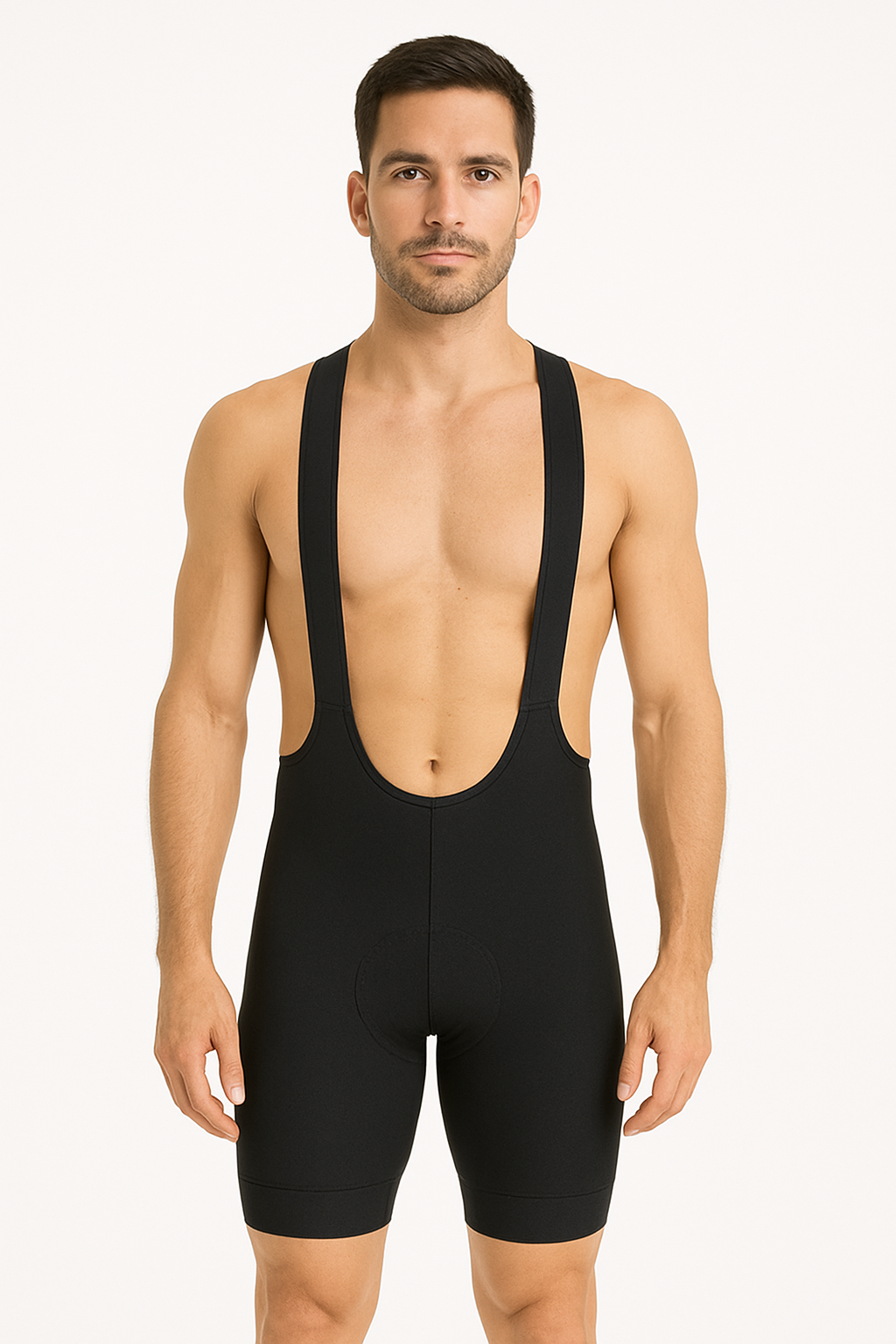 MAN Black Cycling Shorts with braces
